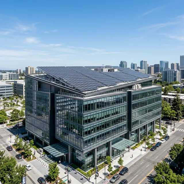 Commercial solar installation on an office building