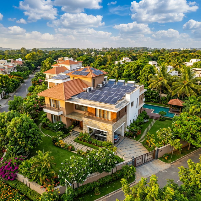 Modern house with solar panels